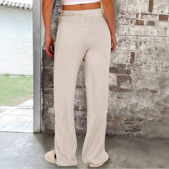 Soft ribbed pants for women with elastic waistband and practical pockets Lune London