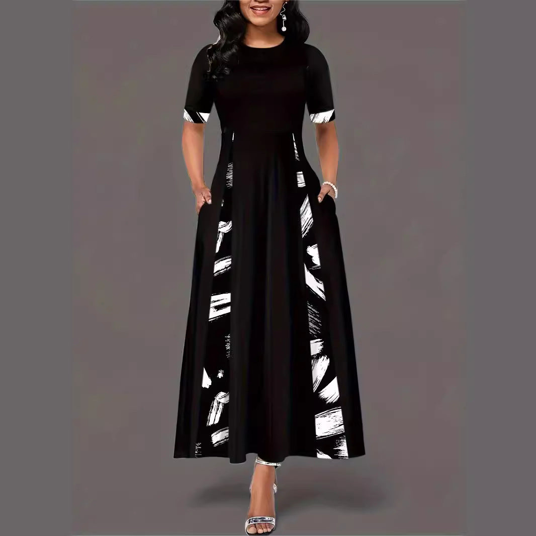 Maxi dress for women with artistic pattern and practical pockets Lune London
