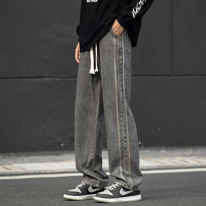 Loose-fit denim pants for men with contrast stitching Lune London