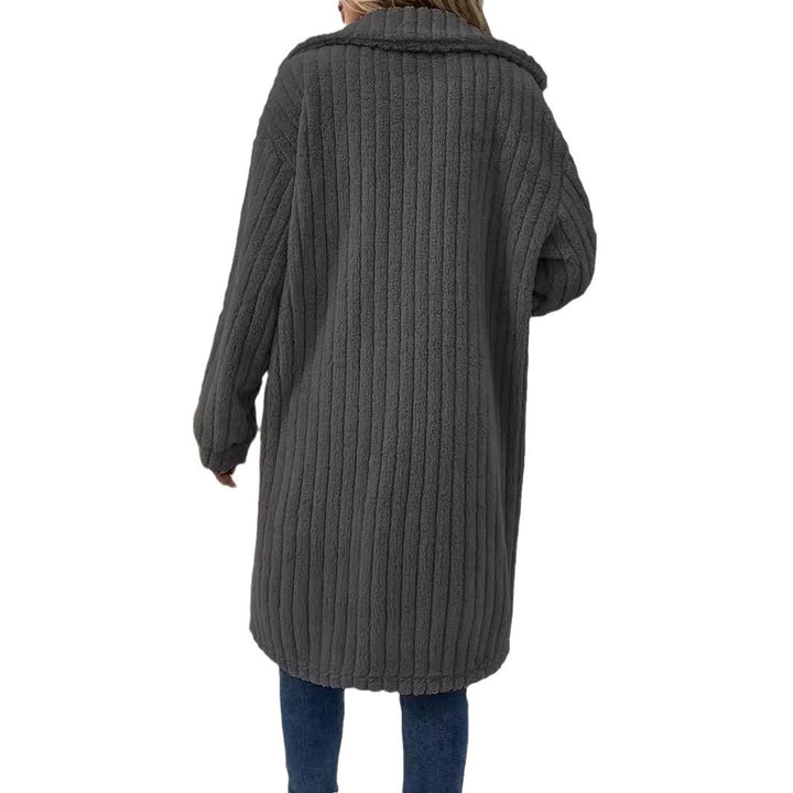 Ladies Comfortable Long Waffle Coat with Pockets and Button Closure Lune London