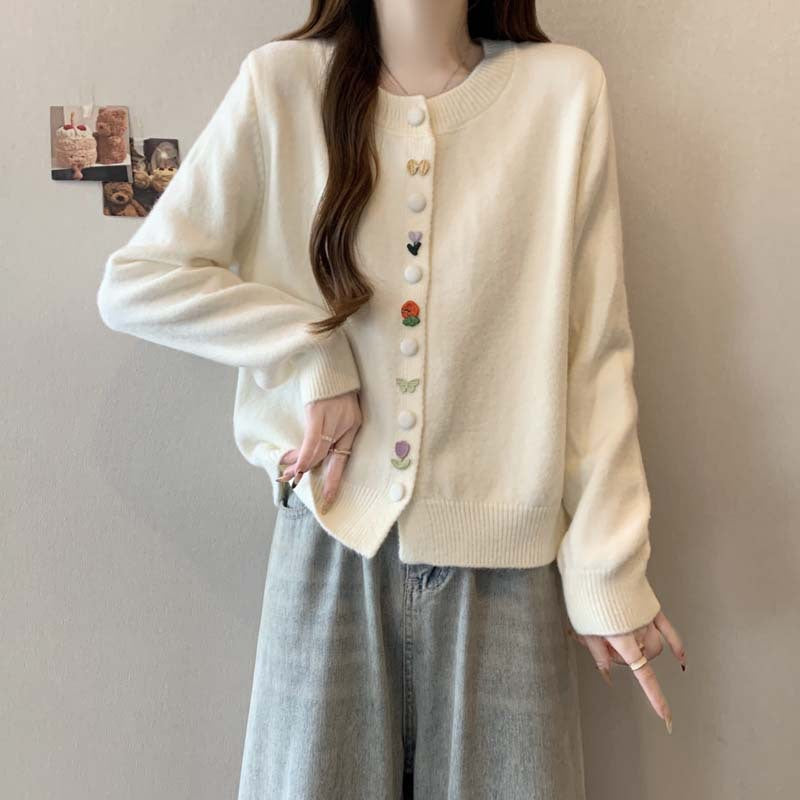 Cardigan confortable pour dames avec des boutons colorés Chic & Stil