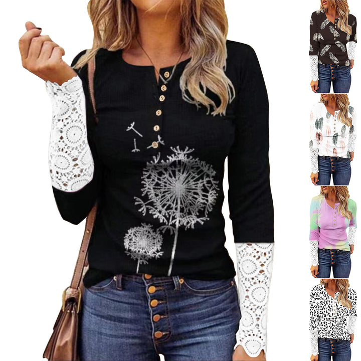 Women Fashion Long Sleeve T-shirt with Lace Sleeves Lune London