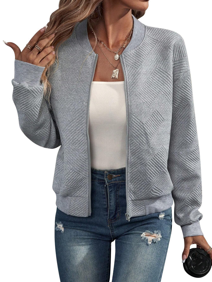 Casual bomber jacket for women with a fine texture design and practical pockets Lune London