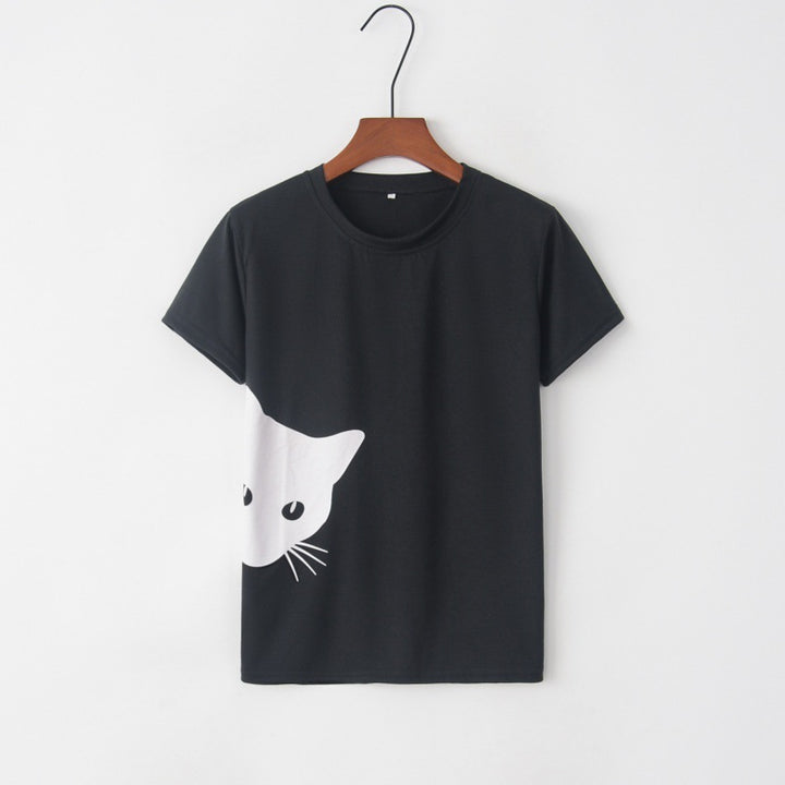 T-shirt femme avec design créatif de chat et coupe décontractée Chic & Stil