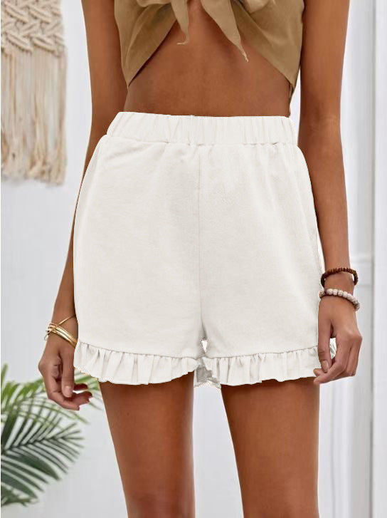 Women's shorts with gathered hem to slip on Lune London