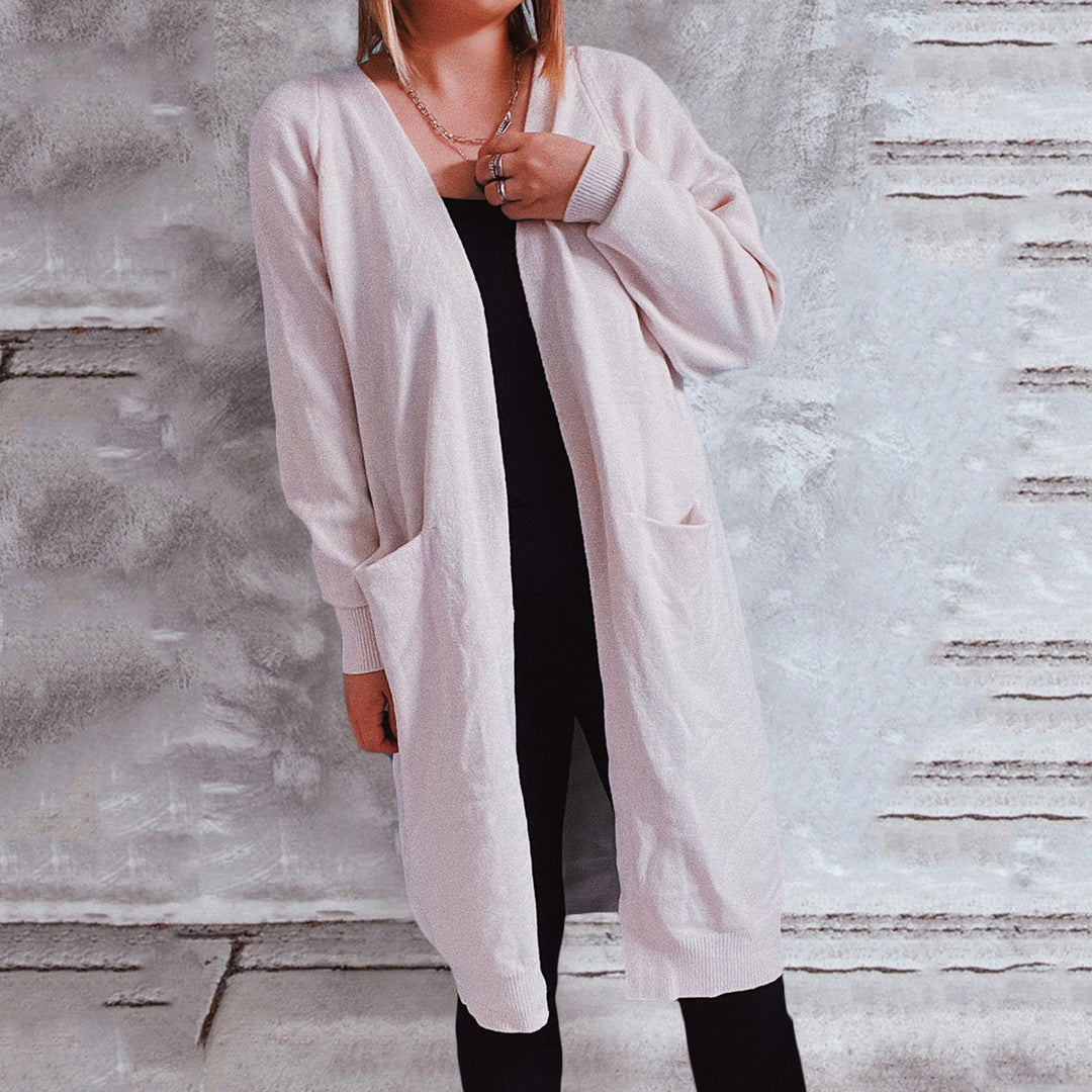 Veste en tricot décontractée pour femmes avec poches pratiques et coupe ouverte Chic & Stil