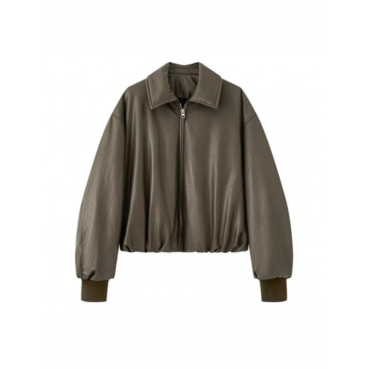 Boxy casual jacket for women in soft faux leather with elastic waistband Lune London