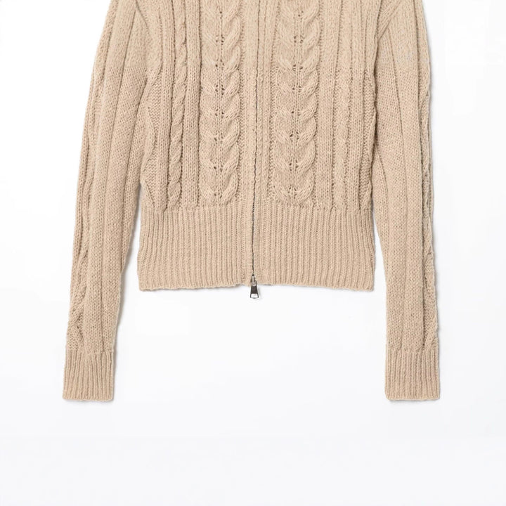 Women's cardigan with high collar and premium zipper Lune London