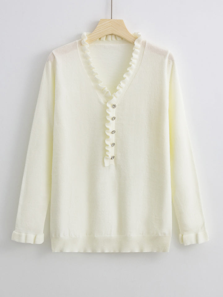 Blouse pour femmes avec un design de volants fluides et patte de boutonnage Chic & Stil