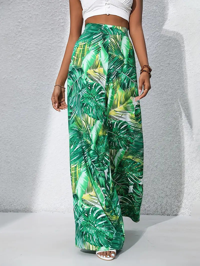 Lune London Tropical Leaf Pattern Maxi Skirt for Women