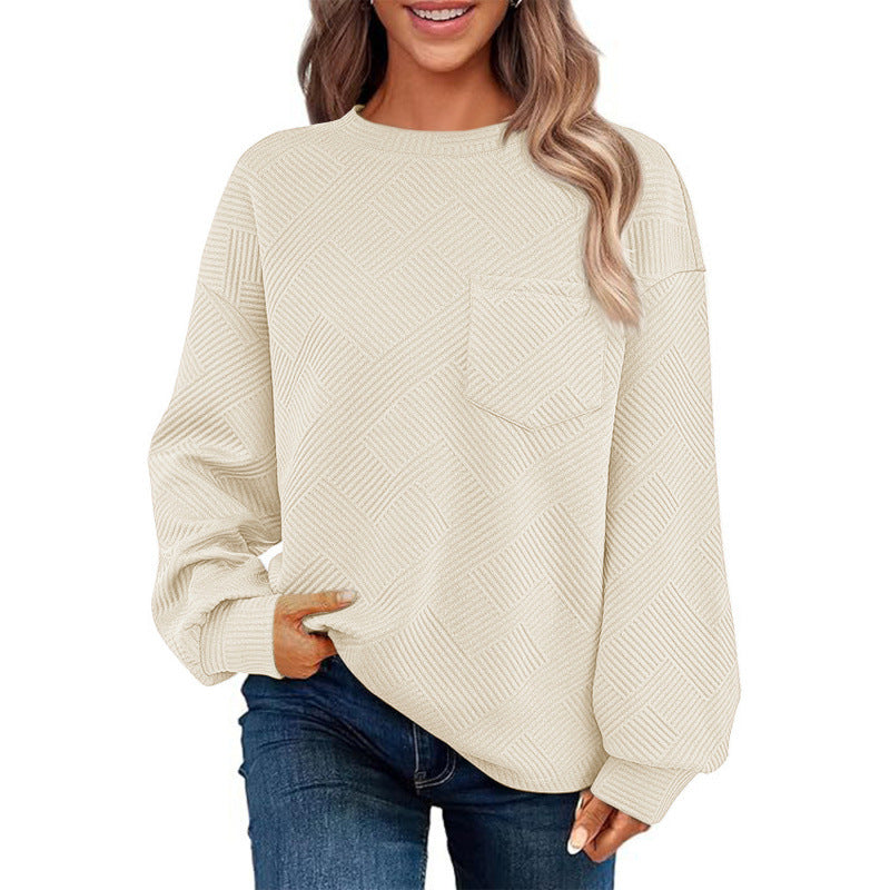 Casual sweater for women with textured pattern and practical chest pocket Lune London