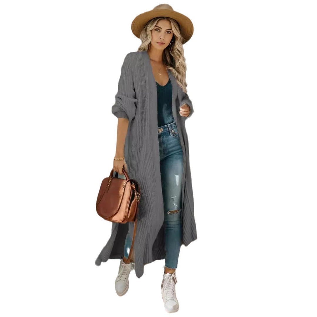 Long knit coat for women with open front and relaxed fit Lune Londonl