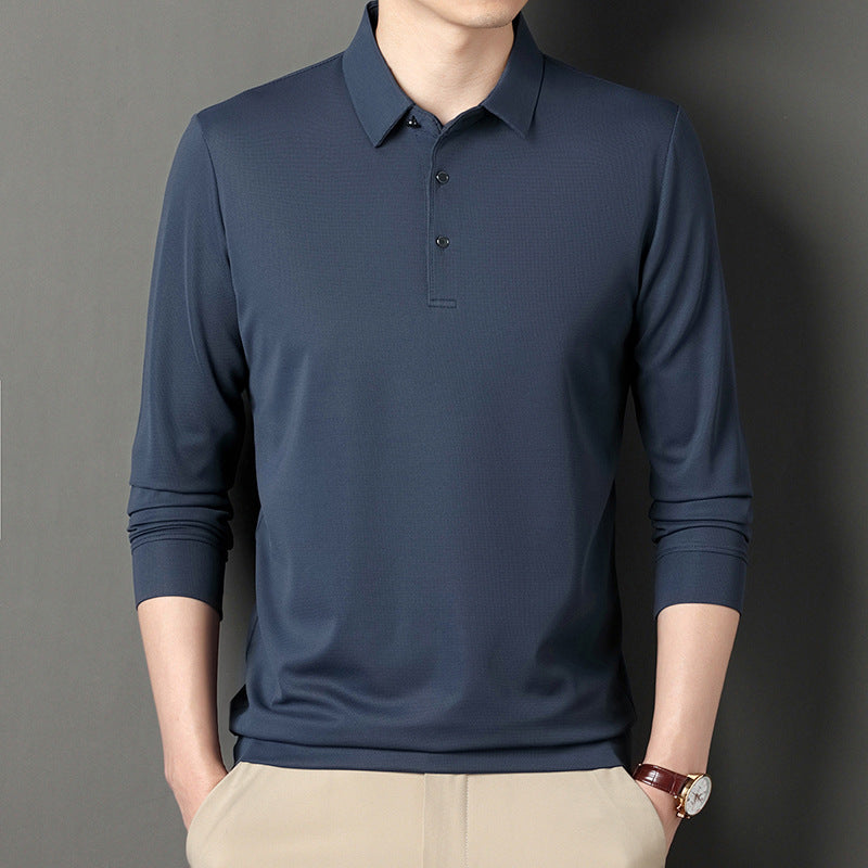 Modern long sleeve polo shirt for men in breathable functional material Lune London