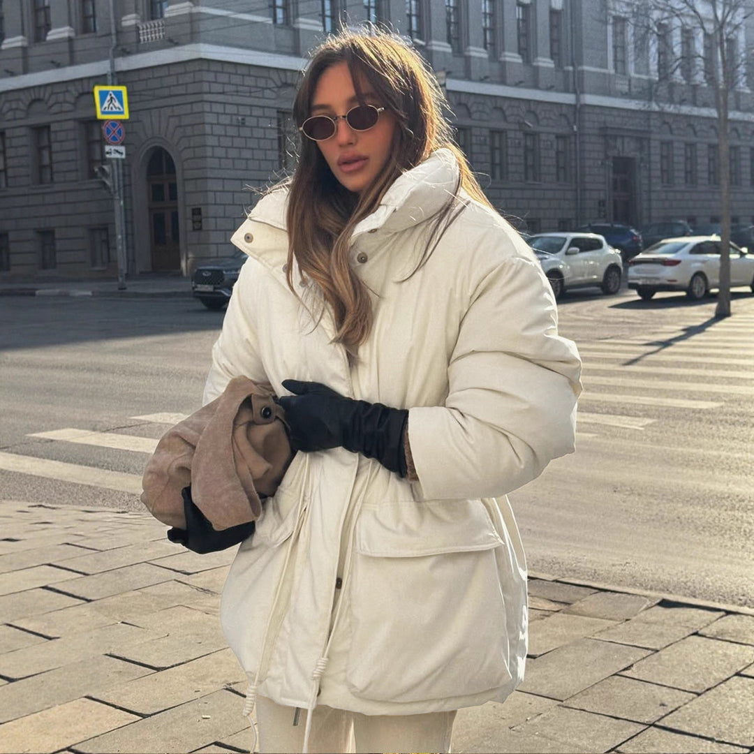 Doudoune d'hiver pour femmes avec col haut et ceinture à taille réglable Chic & Stil
