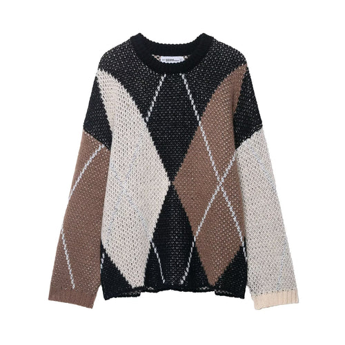 Pull tricot féminin avec motif diamant moderne Chic & Stil