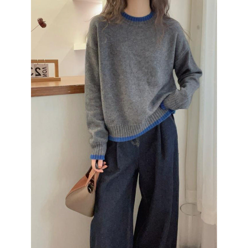 Women's Soft Knit Sweater with Contrasting Cuffs Chic & Stil