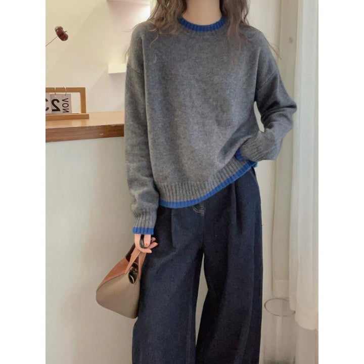 Women's Soft Knit Sweater with Contrasting Cuffs Chic & Stil