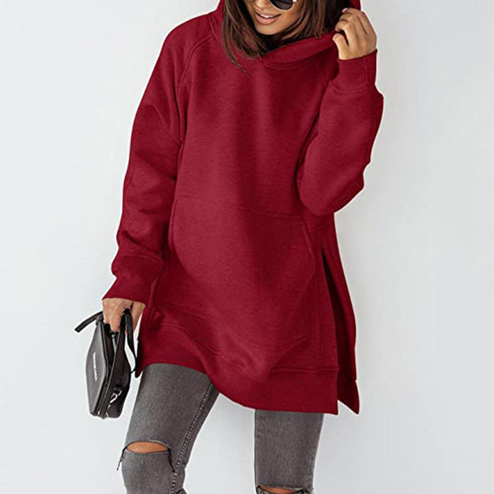 Oversized casual hoodie for women with side slits and kangaroo pocket Lune London