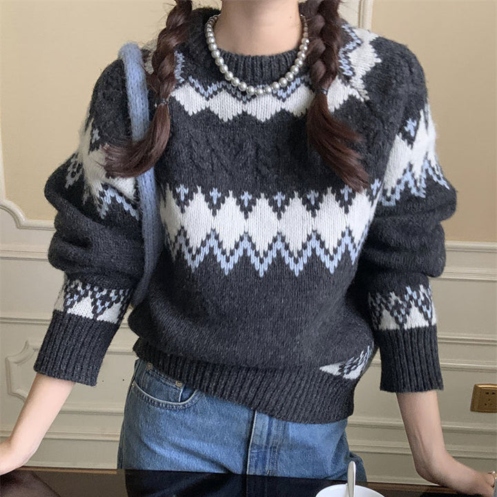 Pull en tricot stylé pour femmes avec motif graphique Chic & Stil