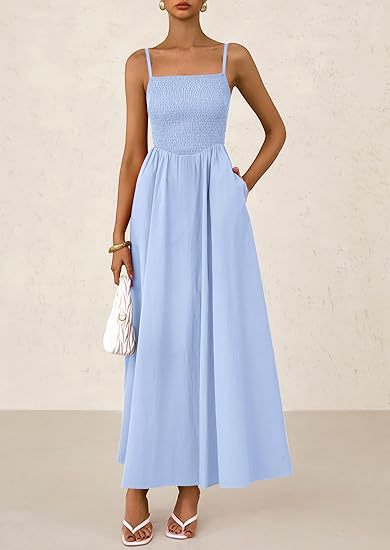 Maxi dress for women with elastic top and flowing skirt Lune London