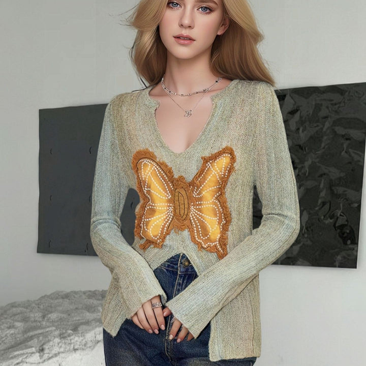 Women's sweater with striking butterfly pattern Lune London
