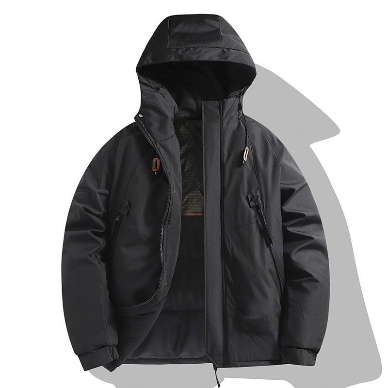 Functional jacket for men with adjustable hood and insulated lining Lune London