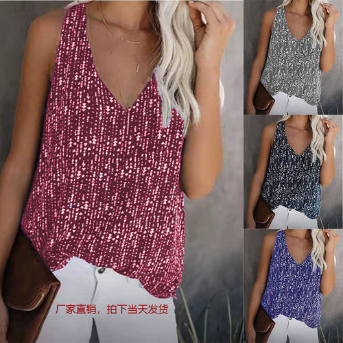 Casual V-neck tank top for women with fine pattern Lune London