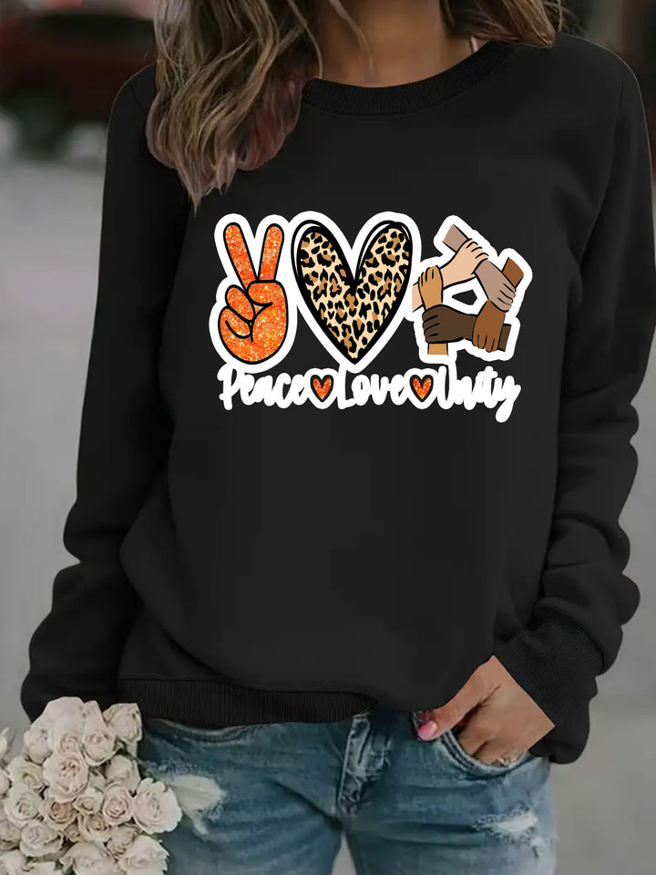Sweatshirt pour femmes avec un design créatif Paix, Amour & Unité Chic & Stil