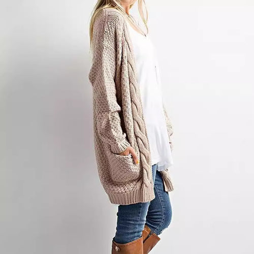 Casual knitted jacket for women with large pockets and open design Lune London