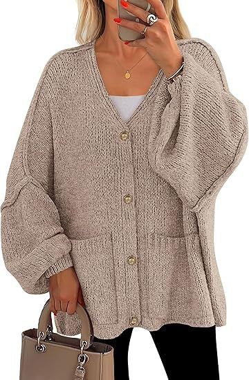 Ladies oversized cardigan with buttons and large pockets Lune London