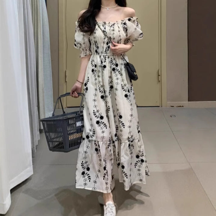 Boho maxi dress for women with elastic top and voluminous sleeves Lune London