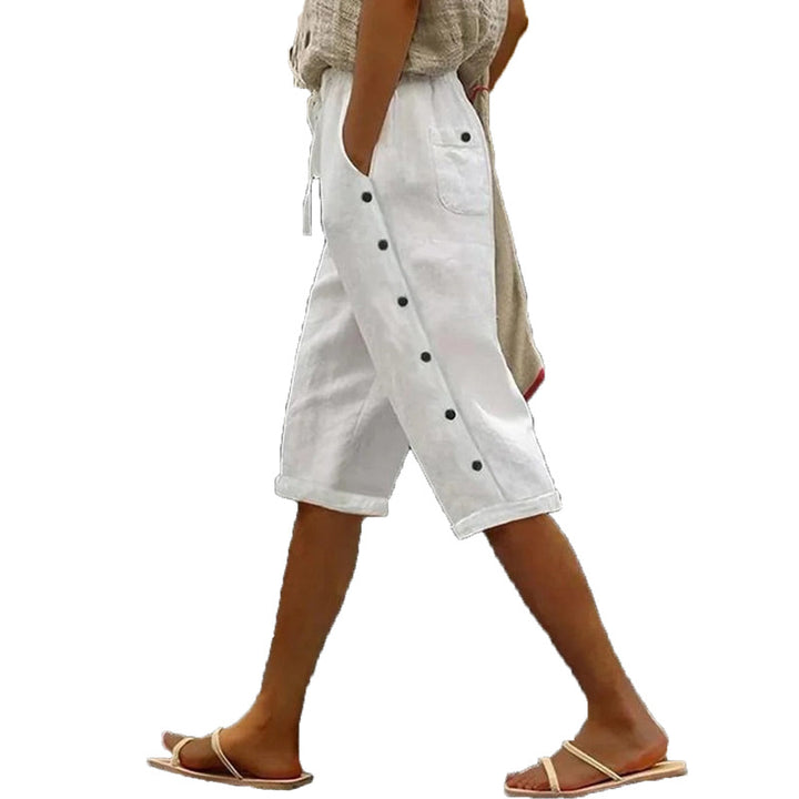 Women's Pants Button Detail Relaxed Fit Lune London