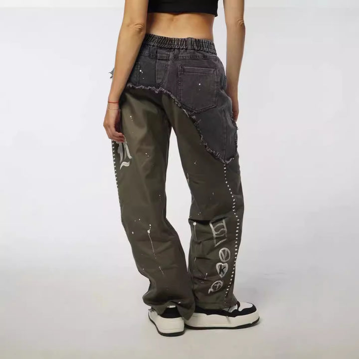 Trendy baggy jeans for women with asymmetrical design and unique details Lune London