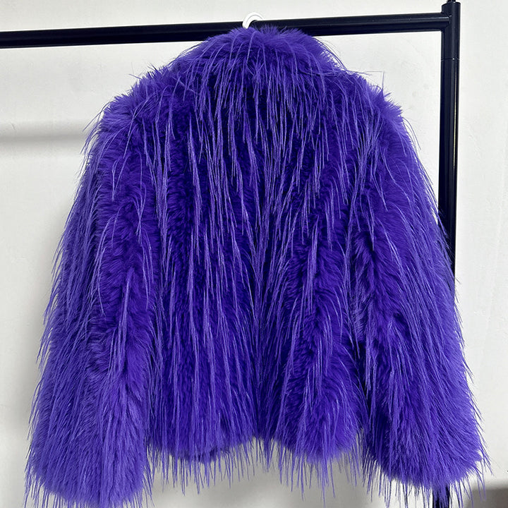 Ladies Elegant Faux Fur Blazer with Wide Lapels Lune London