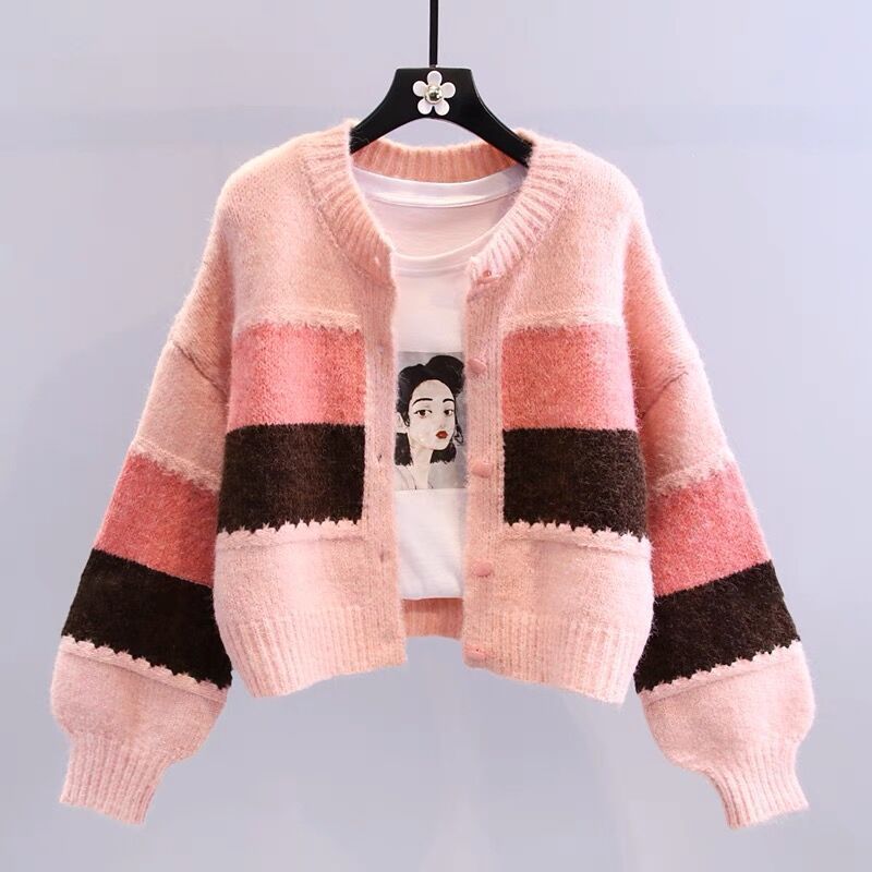 Cardigan féminin à la mode avec des rayures à blocs contrastants Chic & Stil