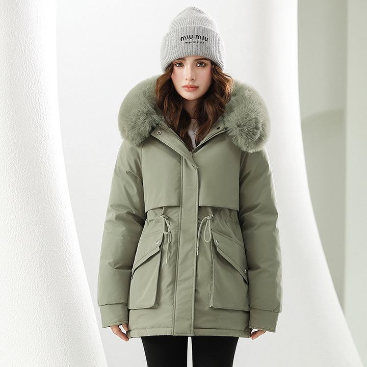 Ladies trendy winter jacket with removable hood and high-quality faux fur Lune London