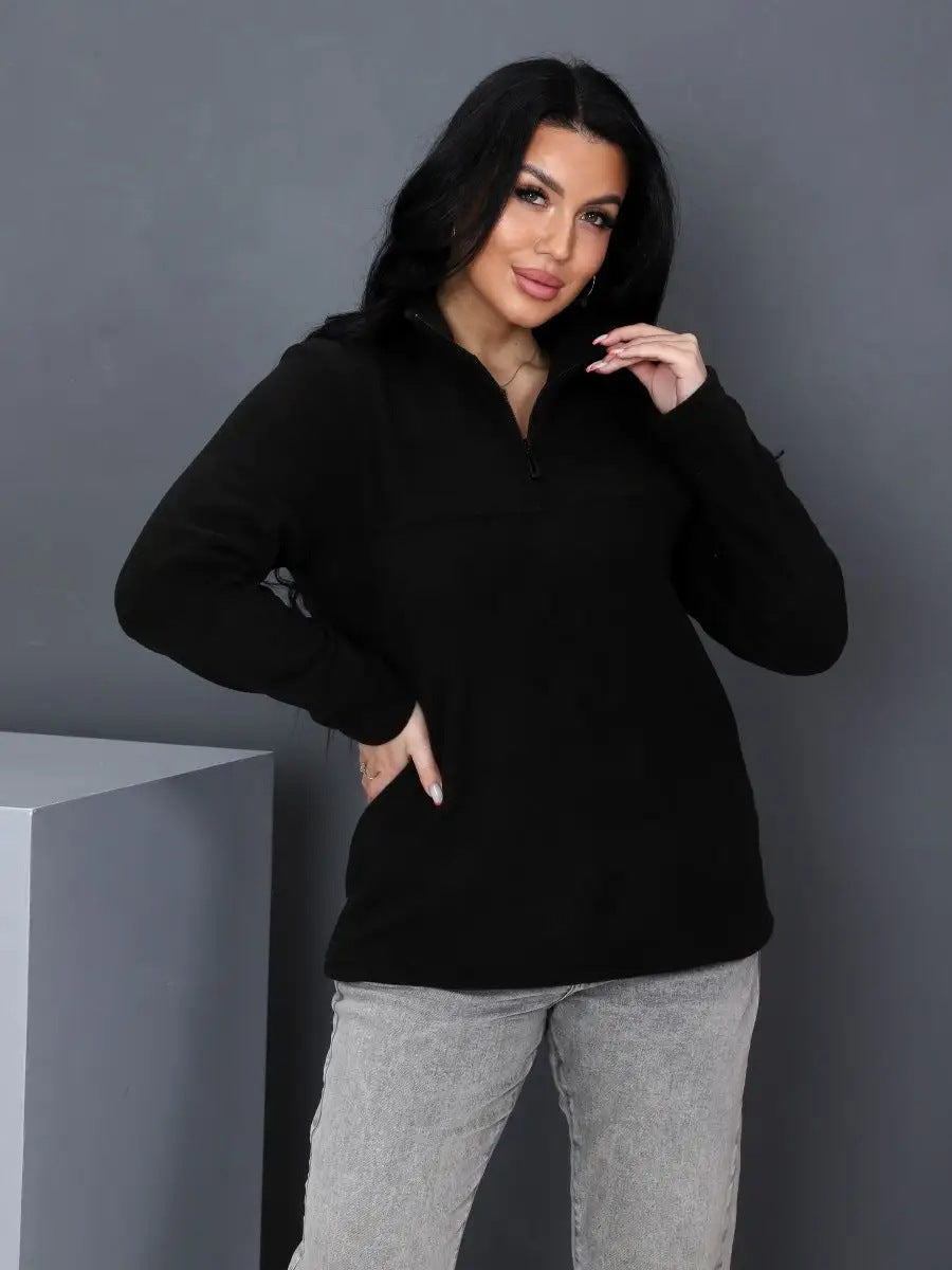 Ladies fleece sweater with high collar Lune London