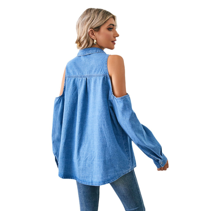Women's denim shirt with raglan sleeves and chest pockets Lune London