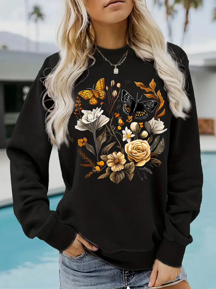Sweat-shirt femme avec imprimé floral et coupe décontractée Chic & Stil