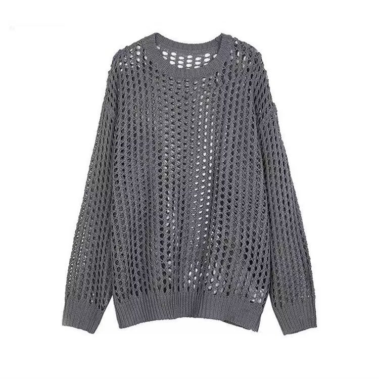 Lightweight knitted sweater for women with openwork pattern and loose fit Lune London