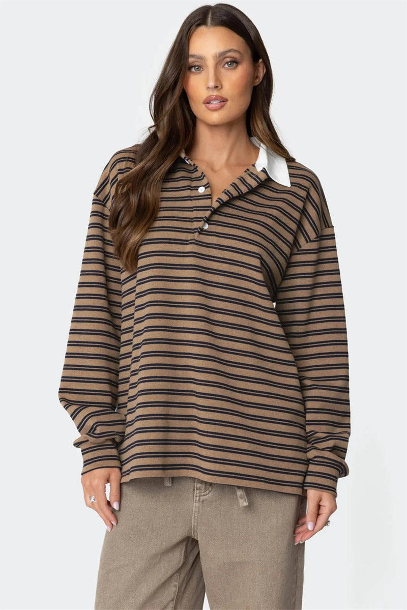 Women's casual polo with striped pattern and comfortable fit Lune London