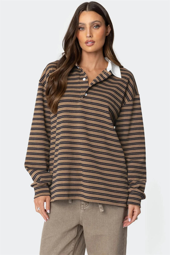 Women's casual polo with striped pattern and comfortable fit Lune London