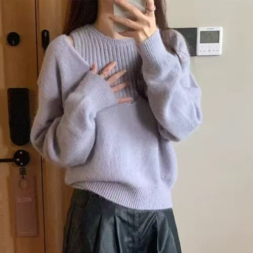 Pull femme avec décolleté en V profond et texture à côtes fines Chic & Stil