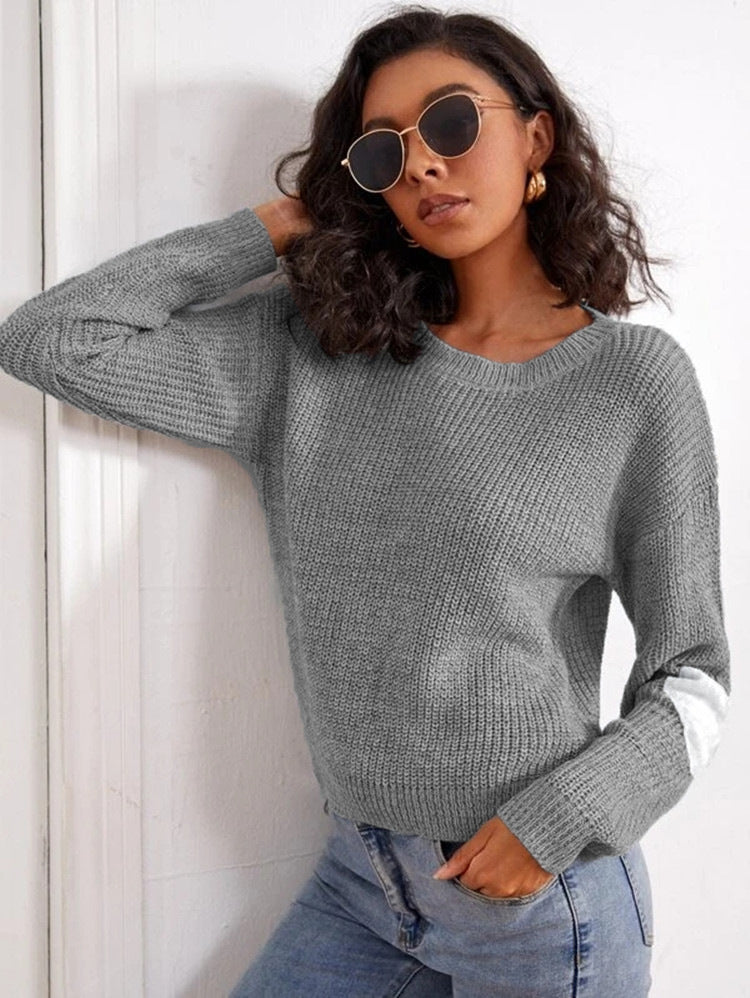 Sweater femme en tricot épais avec un design color block à la mode et une coupe décontractée Chic & Stil