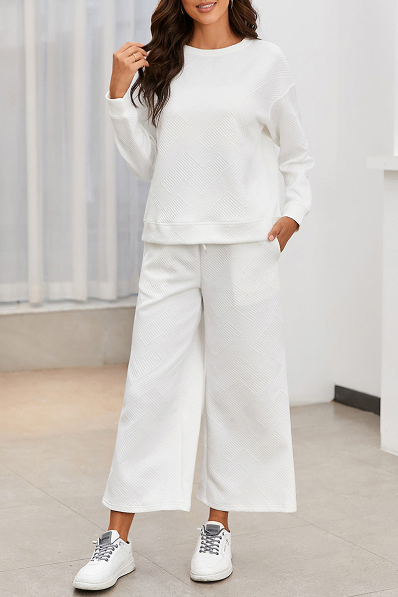Women’s leisure set with structured top and wide leg pants Chic and Style