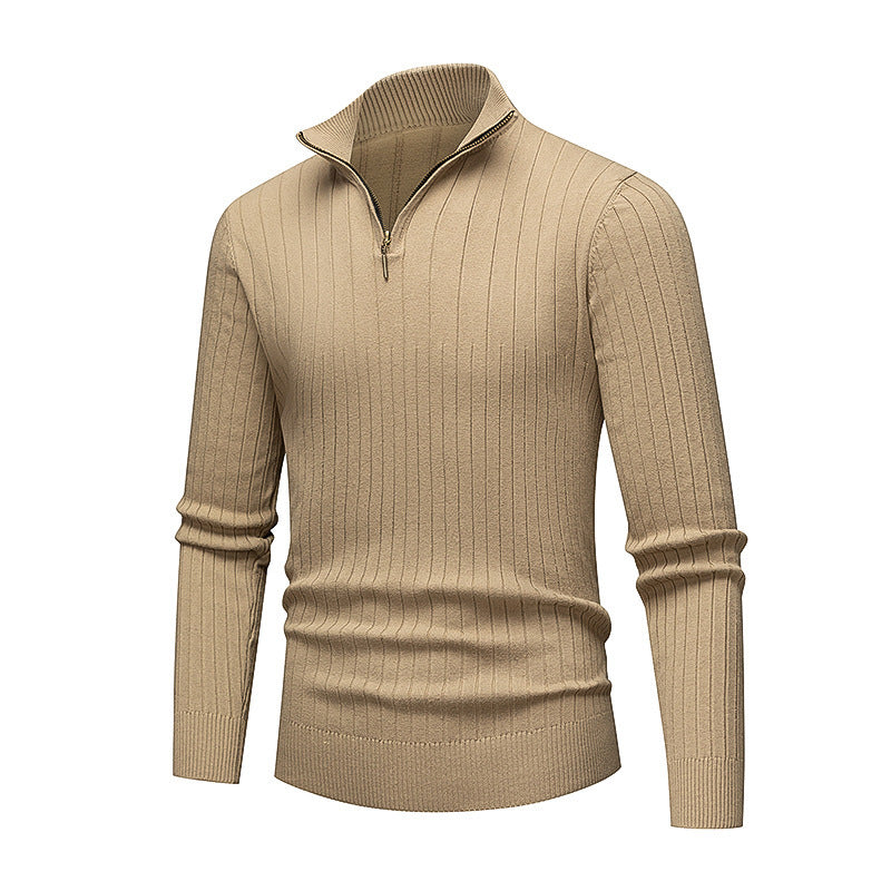 Premium knitted sweater for men with modern high collar and zipper Lune London