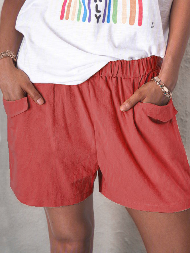 Women's High Waist Leisure Shorts with Chic Pockets and Style