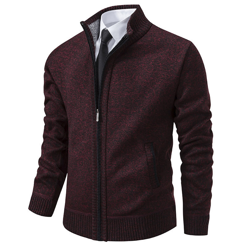 Men's Sporty Cardigan with Stand-Up Collar and Zipper Lune London