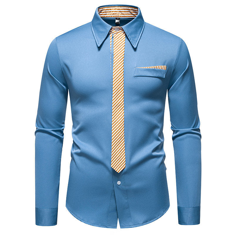 Men's long-sleeve shirt with an innovative collar design and a practical chest pocket Lune London