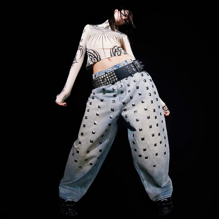 Loose women’s jeans with striking stud embellishments Lune London